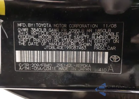 2009 Toyota Corolla Le z USA, uszkodzony, nr VIN JTDBL40E199087483